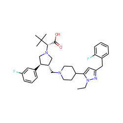 CCn1nc(Cc2ccccc2F)cc1C1CCN(C[C@H]2CN([C@@H](C(=O)O)C(C)(C)C)C[C@@H]2c2cccc(F)c2)CC1 ZINC000028088919