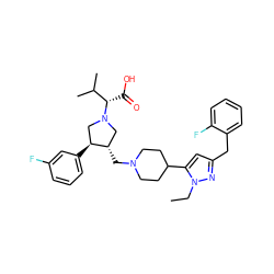 CCn1nc(Cc2ccccc2F)cc1C1CCN(C[C@H]2CN([C@@H](C(=O)O)C(C)C)C[C@@H]2c2cccc(F)c2)CC1 ZINC000028086970