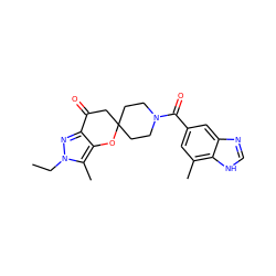 CCn1nc2c(c1C)OC1(CCN(C(=O)c3cc(C)c4[nH]cnc4c3)CC1)CC2=O ZINC000073313697