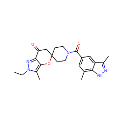 CCn1nc2c(c1C)OC1(CCN(C(=O)c3cc(C)c4[nH]nc(C)c4c3)CC1)CC2=O ZINC000073296529