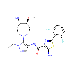 CCn1ncc(NC(=O)c2nc(-c3c(F)cccc3F)sc2N)c1N1CC[C@H](N)[C@@H](OC)CC1 ZINC000169699418