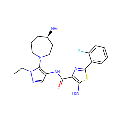 CCn1ncc(NC(=O)c2nc(-c3ccccc3F)sc2N)c1N1CCC[C@@H](N)CC1 ZINC000144483049