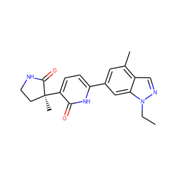 CCn1ncc2c(C)cc(-c3ccc([C@@]4(C)CCNC4=O)c(=O)[nH]3)cc21 ZINC000474607161