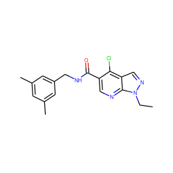 CCn1ncc2c(Cl)c(C(=O)NCc3cc(C)cc(C)c3)cnc21 ZINC000049112120