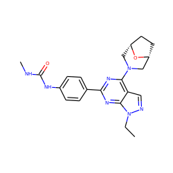 CCn1ncc2c(N3C[C@@H]4CC[C@H](C3)O4)nc(-c3ccc(NC(=O)NC)cc3)nc21 ZINC000045374788