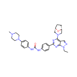 CCn1ncc2c(N3C[C@@H]4CC[C@H](C3)O4)nc(-c3ccc(NC(=O)Nc4ccc(N5CCN(C)CC5)cc4)cc3)nc21 ZINC000049708575