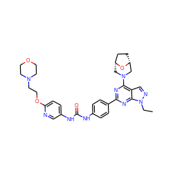 CCn1ncc2c(N3C[C@@H]4CC[C@H](C3)O4)nc(-c3ccc(NC(=O)Nc4ccc(OCCN5CCOCC5)nc4)cc3)nc21 ZINC000049708367