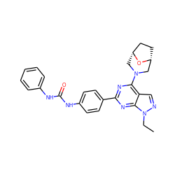 CCn1ncc2c(N3C[C@@H]4CC[C@H](C3)O4)nc(-c3ccc(NC(=O)Nc4ccccc4)cc3)nc21 ZINC000045245802