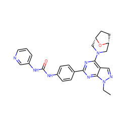 CCn1ncc2c(N3C[C@@H]4CC[C@H](C3)O4)nc(-c3ccc(NC(=O)Nc4cccnc4)cc3)nc21 ZINC000045245811