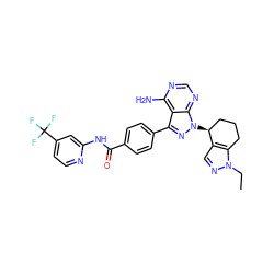 CCn1ncc2c1CCC[C@@H]2n1nc(-c2ccc(C(=O)Nc3cc(C(F)(F)F)ccn3)cc2)c2c(N)ncnc21 ZINC000217070579