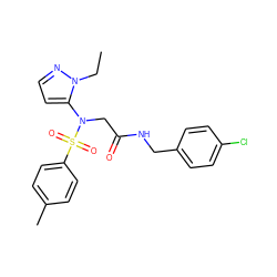 CCn1nccc1N(CC(=O)NCc1ccc(Cl)cc1)S(=O)(=O)c1ccc(C)cc1 ZINC000028890916