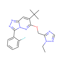 CCn1ncnc1COc1nn2c(-c3ccccc3F)nnc2cc1C(C)(C)C ZINC000000602381