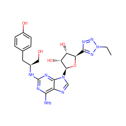 CCn1nnc([C@H]2O[C@@H](n3cnc4c(N)nc(N[C@H](CO)Cc5ccc(O)cc5)nc43)[C@H](O)[C@@H]2O)n1 ZINC000028393522