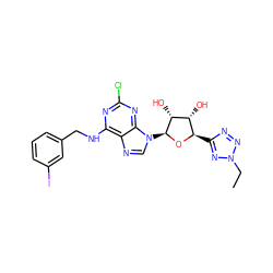 CCn1nnc([C@H]2O[C@@H](n3cnc4c(NCc5cccc(I)c5)nc(Cl)nc43)[C@H](O)[C@@H]2O)n1 ZINC001772632262