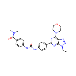 CCn1nnc2c(N3CCOCC3)nc(-c3ccc(NC(=O)Nc4ccc(C(=O)N(C)C)cc4)cc3)nc21 ZINC000045339446