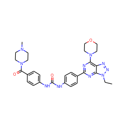 CCn1nnc2c(N3CCOCC3)nc(-c3ccc(NC(=O)Nc4ccc(C(=O)N5CCN(C)CC5)cc4)cc3)nc21 ZINC000049745945