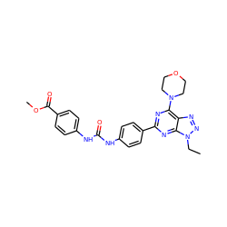 CCn1nnc2c(N3CCOCC3)nc(-c3ccc(NC(=O)Nc4ccc(C(=O)OC)cc4)cc3)nc21 ZINC000045339242