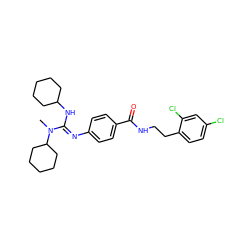 CN(/C(=N/c1ccc(C(=O)NCCc2ccc(Cl)cc2Cl)cc1)NC1CCCCC1)C1CCCCC1 ZINC000013581480