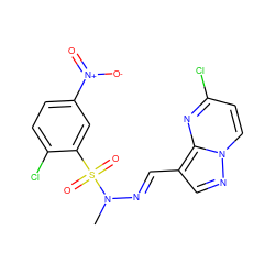 CN(/N=C/c1cnn2ccc(Cl)nc12)S(=O)(=O)c1cc([N+](=O)[O-])ccc1Cl ZINC000473111547