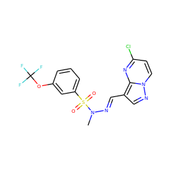 CN(/N=C/c1cnn2ccc(Cl)nc12)S(=O)(=O)c1cccc(OC(F)(F)F)c1 ZINC000473114697