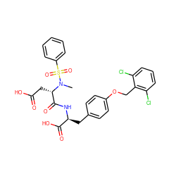 CN([C@@H](CC(=O)O)C(=O)N[C@@H](Cc1ccc(OCc2c(Cl)cccc2Cl)cc1)C(=O)O)S(=O)(=O)c1ccccc1 ZINC000027300780