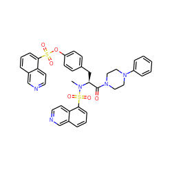 CN([C@@H](Cc1ccc(OS(=O)(=O)c2cccc3cnccc23)cc1)C(=O)N1CCN(c2ccccc2)CC1)S(=O)(=O)c1cccc2cnccc12 ZINC000004262461