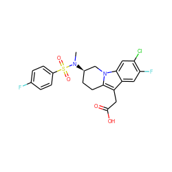 CN([C@@H]1CCc2c(CC(=O)O)c3cc(F)c(Cl)cc3n2C1)S(=O)(=O)c1ccc(F)cc1 ZINC000066111565