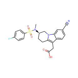 CN([C@@H]1CCc2c(CC(=O)O)c3ccc(C#N)cc3n2C1)S(=O)(=O)c1ccc(F)cc1 ZINC000066102383