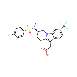 CN([C@@H]1CCc2c(CC(=O)O)c3ccc(C(F)(F)F)cc3n2C1)S(=O)(=O)c1ccc(F)cc1 ZINC000066251990