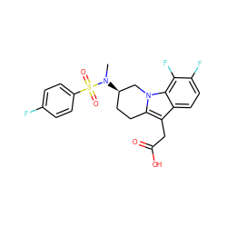 CN([C@@H]1CCc2c(CC(=O)O)c3ccc(F)c(F)c3n2C1)S(=O)(=O)c1ccc(F)cc1 ZINC000066260176