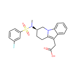 CN([C@@H]1CCc2c(CC(=O)O)c3ccccc3n2C1)S(=O)(=O)c1cccc(F)c1 ZINC000066100926