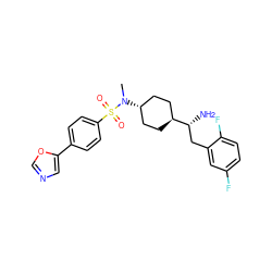 CN([C@H]1CC[C@H]([C@H](N)Cc2cc(F)ccc2F)CC1)S(=O)(=O)c1ccc(-c2cnco2)cc1 ZINC000261118489