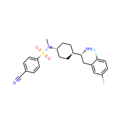 CN([C@H]1CC[C@H]([C@H](N)Cc2cc(F)ccc2F)CC1)S(=O)(=O)c1ccc(C#N)cc1 ZINC000261107413