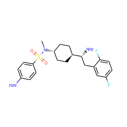 CN([C@H]1CC[C@H]([C@H](N)Cc2cc(F)ccc2F)CC1)S(=O)(=O)c1ccc(N)cc1 ZINC000261095435