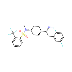 CN([C@H]1CC[C@H]([C@H](N)Cc2cc(F)ccc2F)CC1)S(=O)(=O)c1ccccc1C(F)(F)F ZINC000261070885