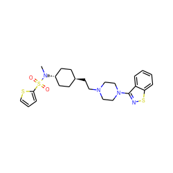 CN([C@H]1CC[C@H](CCN2CCN(c3nsc4ccccc34)CC2)CC1)S(=O)(=O)c1cccs1 ZINC001772634347