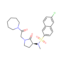 CN([C@H]1CCN(CC(=O)N2CCCCCC2)C1=O)S(=O)(=O)c1ccc2cc(Cl)ccc2c1 ZINC000014950116