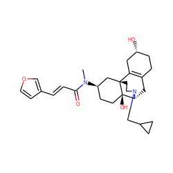 CN(C(=O)/C=C/c1ccoc1)[C@@H]1CC[C@@]2(O)[C@H]3CC4=C(C[C@H](O)CC4)[C@@]2(CCN3CC2CC2)C1 ZINC000095562121