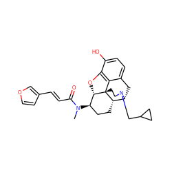 CN(C(=O)/C=C/c1ccoc1)[C@@H]1CC[C@H]2[C@H]3Cc4ccc(O)c5c4[C@@]2(CCN3CC2CC2)[C@H]1O5 ZINC000040421952