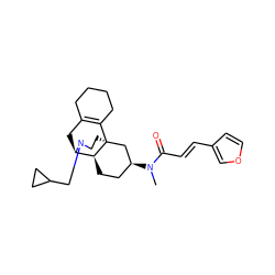 CN(C(=O)/C=C/c1ccoc1)[C@H]1CC[C@H]2[C@H]3CC4=C(CCCC4)[C@@]2(CCN3CC2CC2)C1 ZINC000095557892