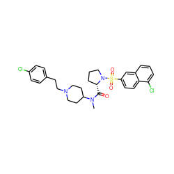 CN(C(=O)[C@@H]1CCCN1S(=O)(=O)c1ccc2c(Cl)cccc2c1)C1CCN(CCc2ccc(Cl)cc2)CC1 ZINC000028895528