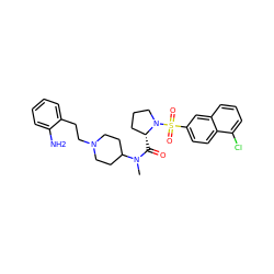 CN(C(=O)[C@@H]1CCCN1S(=O)(=O)c1ccc2c(Cl)cccc2c1)C1CCN(CCc2ccccc2N)CC1 ZINC000028895554