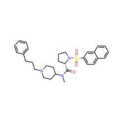 CN(C(=O)[C@@H]1CCCN1S(=O)(=O)c1ccc2ccccc2c1)C1CCN(CCCc2ccccc2)CC1 ZINC000028895403