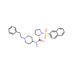 CN(C(=O)[C@@H]1CCCN1S(=O)(=O)c1ccc2ccccc2c1)C1CCN(CCc2ccccc2)CC1 ZINC000028895397