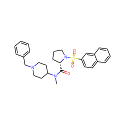 CN(C(=O)[C@@H]1CCCN1S(=O)(=O)c1ccc2ccccc2c1)C1CCN(Cc2ccccc2)CC1 ZINC000028895385