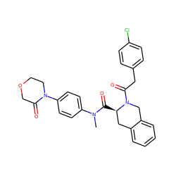 CN(C(=O)[C@@H]1Cc2ccccc2CN1C(=O)Cc1ccc(Cl)cc1)c1ccc(N2CCOCC2=O)cc1 ZINC000084724688