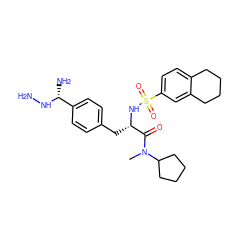 CN(C(=O)[C@H](Cc1ccc([C@@H](N)NN)cc1)NS(=O)(=O)c1ccc2c(c1)CCCC2)C1CCCC1 ZINC000019172675