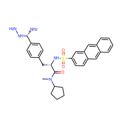 CN(C(=O)[C@H](Cc1ccc([C@@H](N)NN)cc1)NS(=O)(=O)c1ccc2cc3ccccc3cc2c1)C1CCCC1 ZINC000025996366