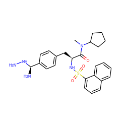 CN(C(=O)[C@H](Cc1ccc([C@@H](N)NN)cc1)NS(=O)(=O)c1cccc2ccccc12)C1CCCC1 ZINC000019172688