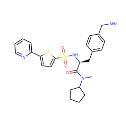 CN(C(=O)[C@H](Cc1ccc(CN)cc1)NS(=O)(=O)c1ccc(-c2ccccn2)s1)C1CCCC1 ZINC000026574153